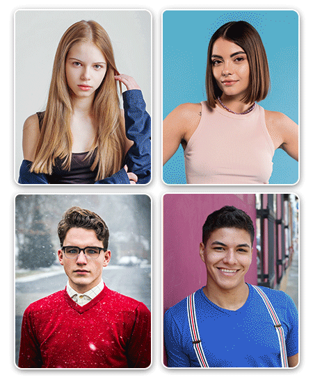 4 normal life style photos being turned to company headshots