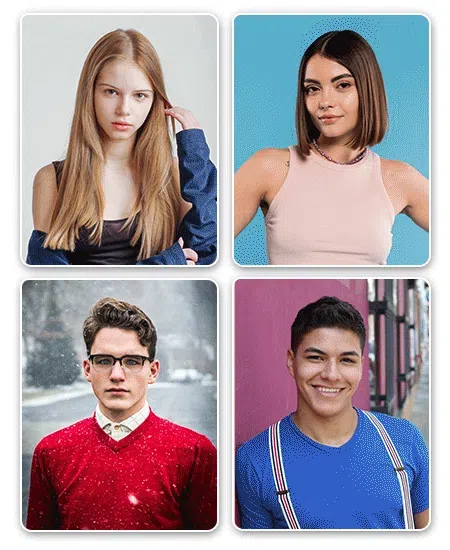 4 normal life style photos being turned to company headshots