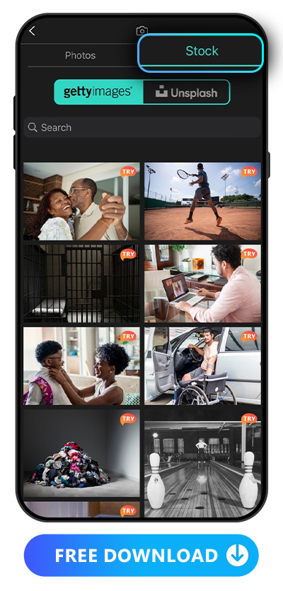 the photo stock UI of PhotoDirector