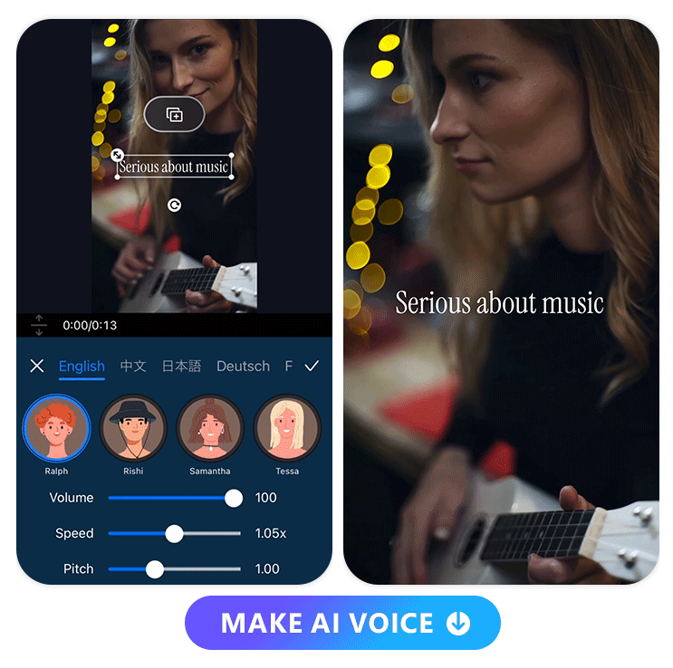 AI voice generator UI of PowerDirector
