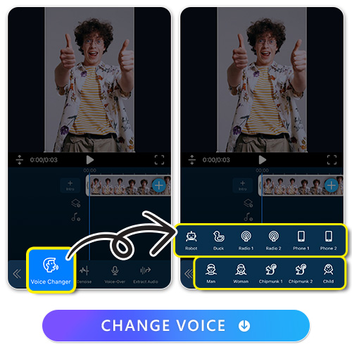 the voice changer UI of PowerDirector