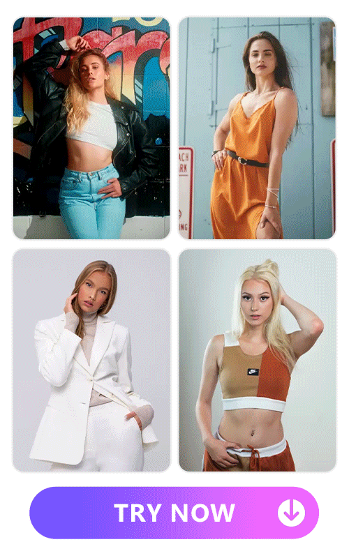 4 women's pictures transform from original photo to sexy swimming suits