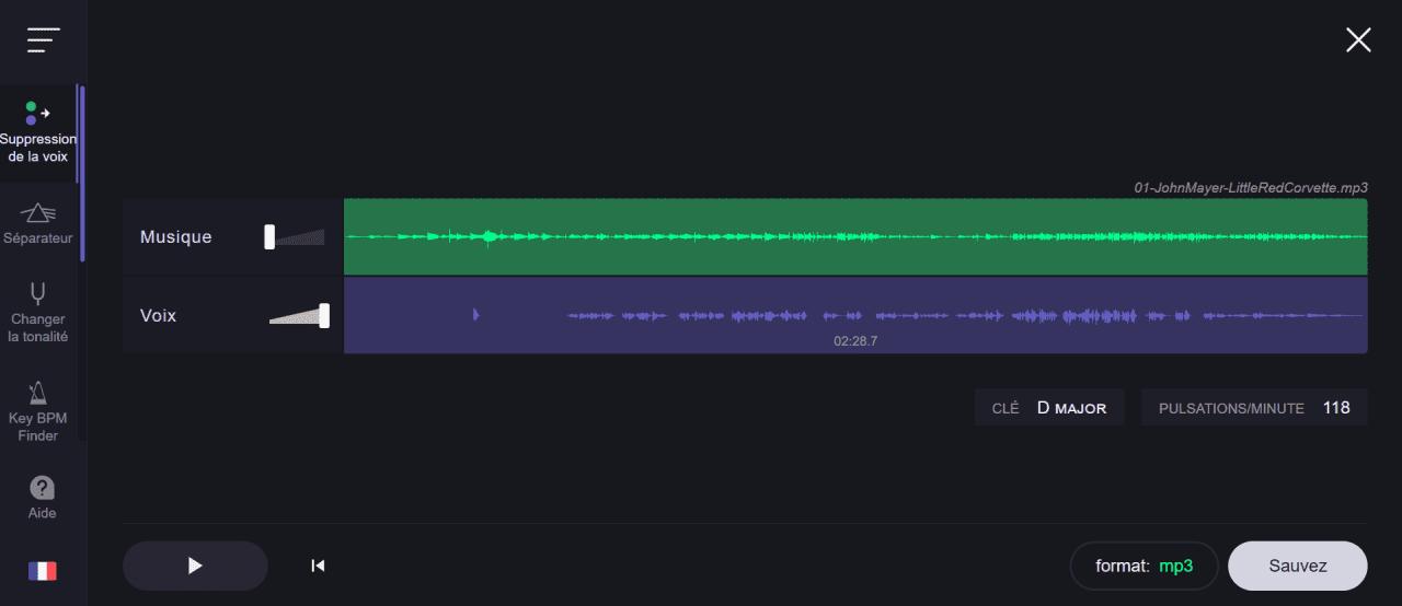 Vocalremover.org Interface