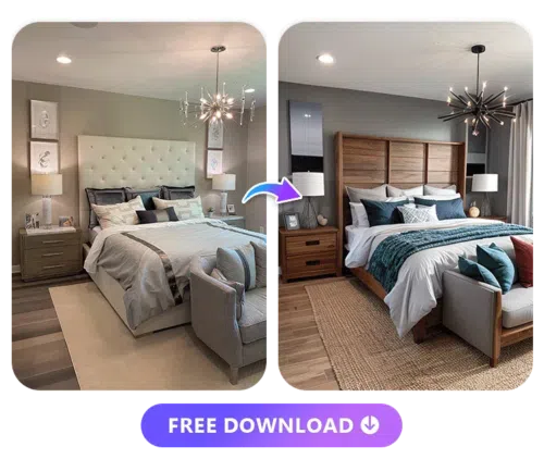 a bed room image and different interior decoration styles