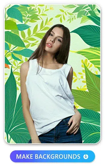 a girl in white top with 5 different AI backgrounds