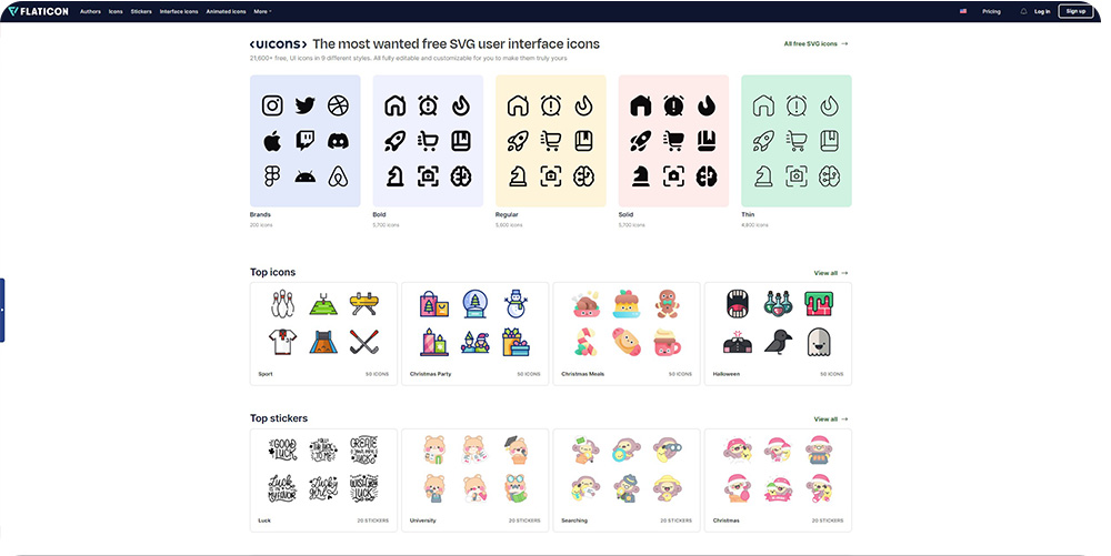 Flaticon.com 홈페이지