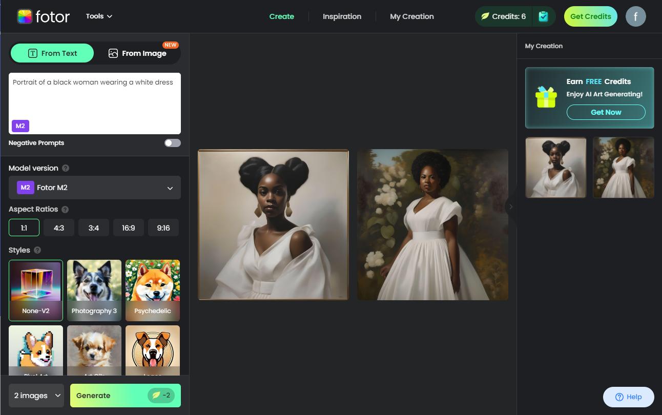 Fotor - 6e Meilleur générateur d'AI Girl