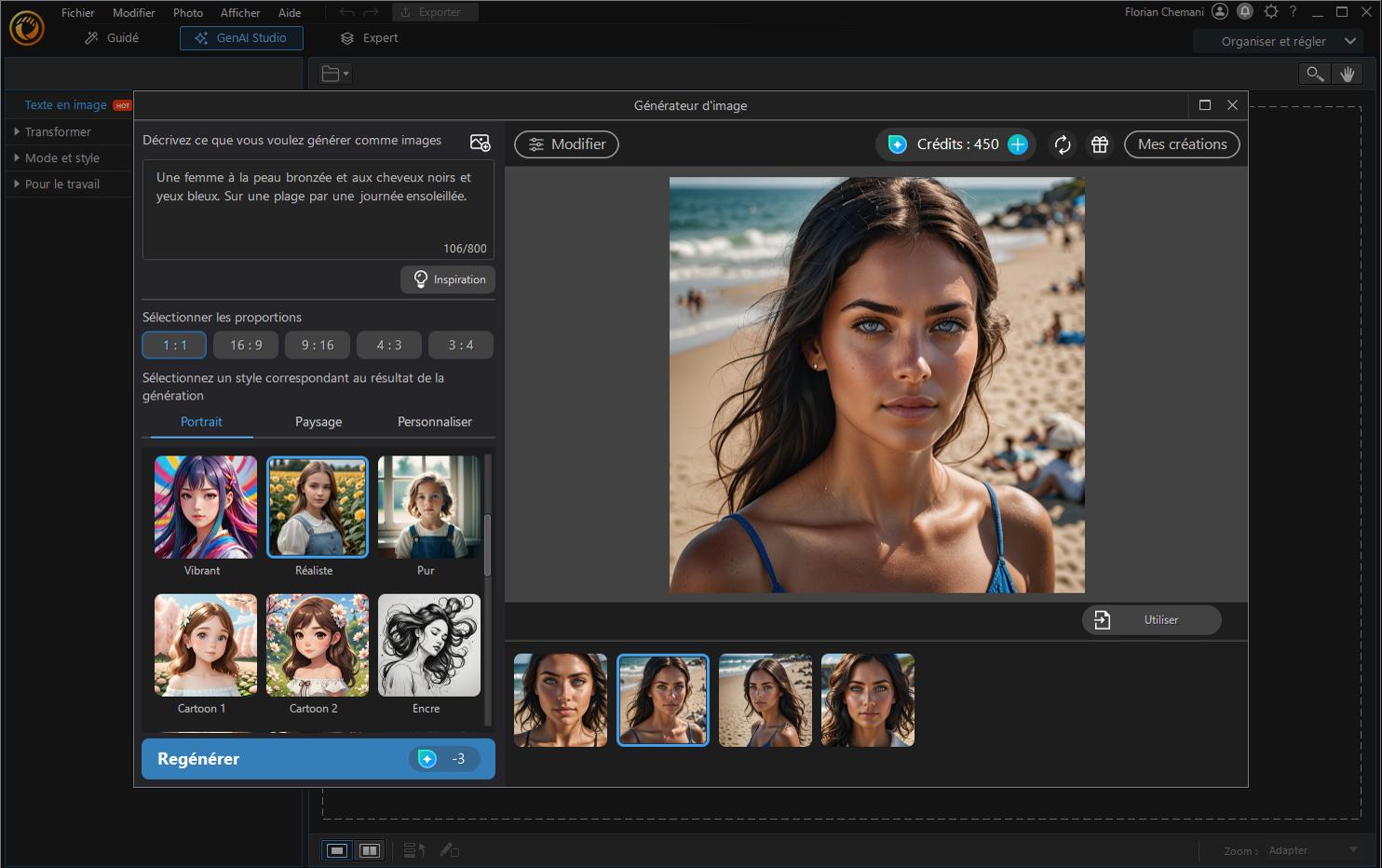 PhotoDirector - 2eMeilleur générateur d'AI Girl