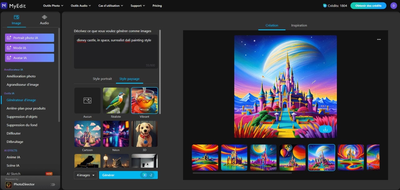 MyEdit - Meilleur générateur gratuit d'art IA en ligne