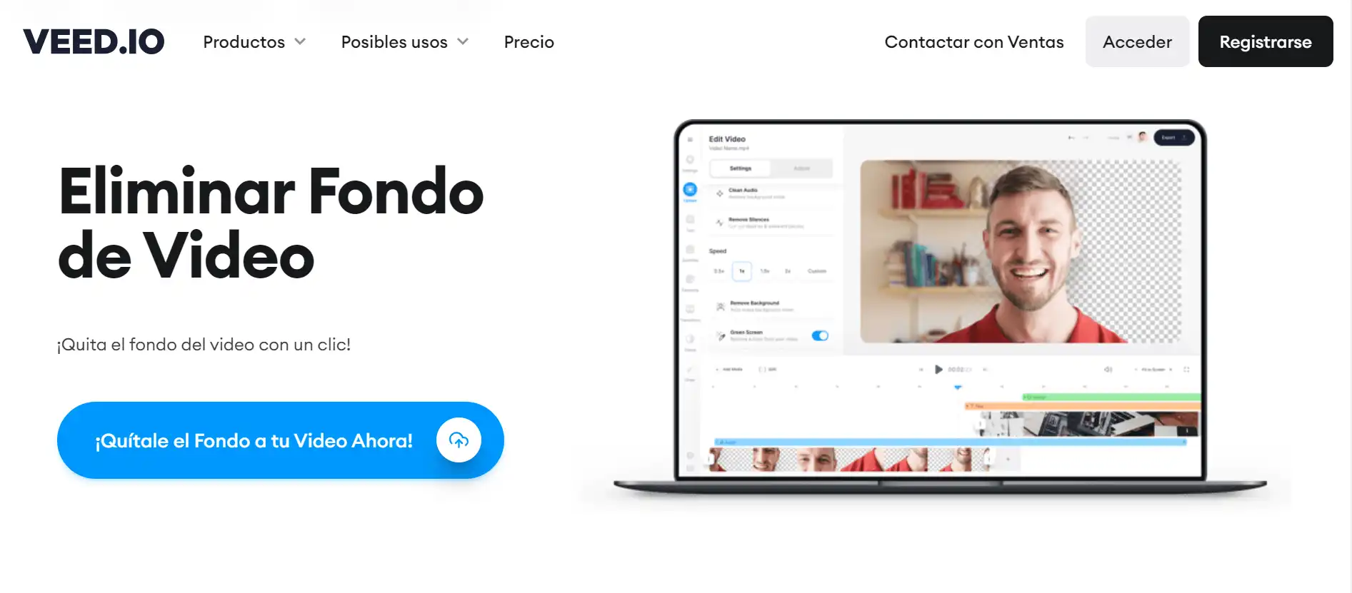 veed.io - Para quitar fondo a un video y añadir efectos profesionales