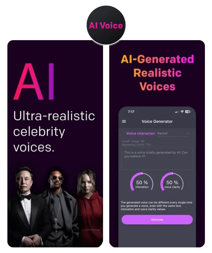 the voice generator UI of AI Voice Generator