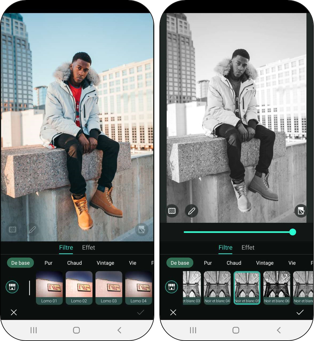 Filtre noir et blanc pour Instagram