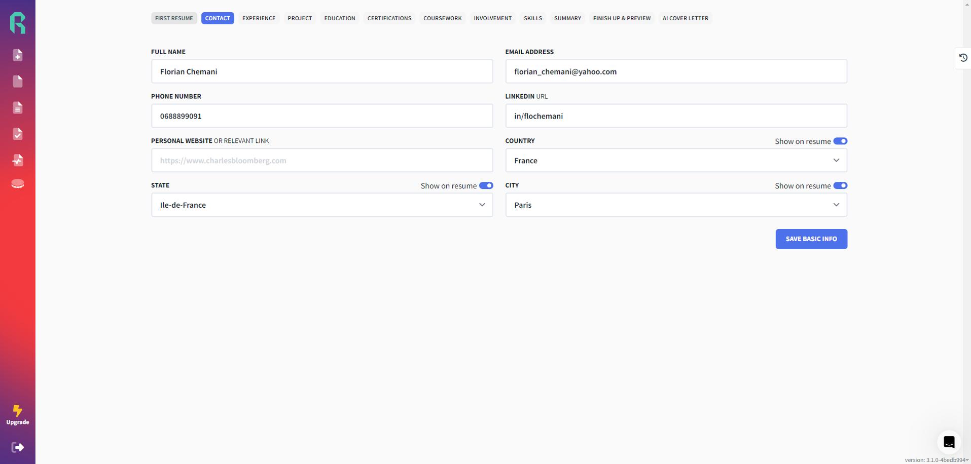 Rezi - 5 Meilleur logiciel IA pour la création d'un CV