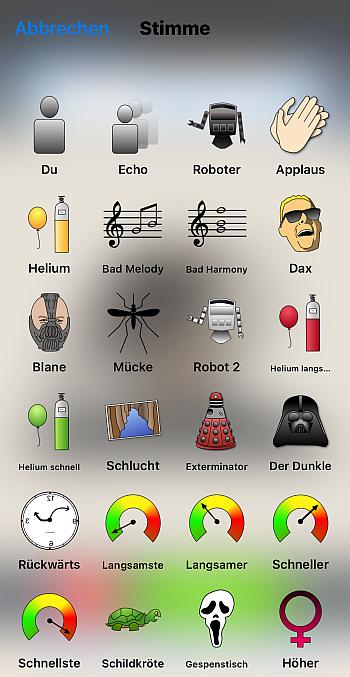Stimmeffekte in Voice Changer Plus
