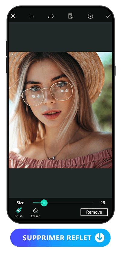 comment enlever le reflet des lunettes sur une photo avec photodirector?