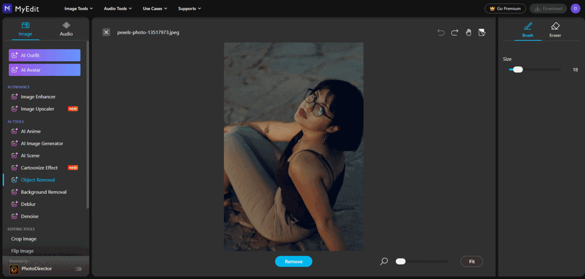 MyEdit - enlever reflet lunettes sur photo en ligne