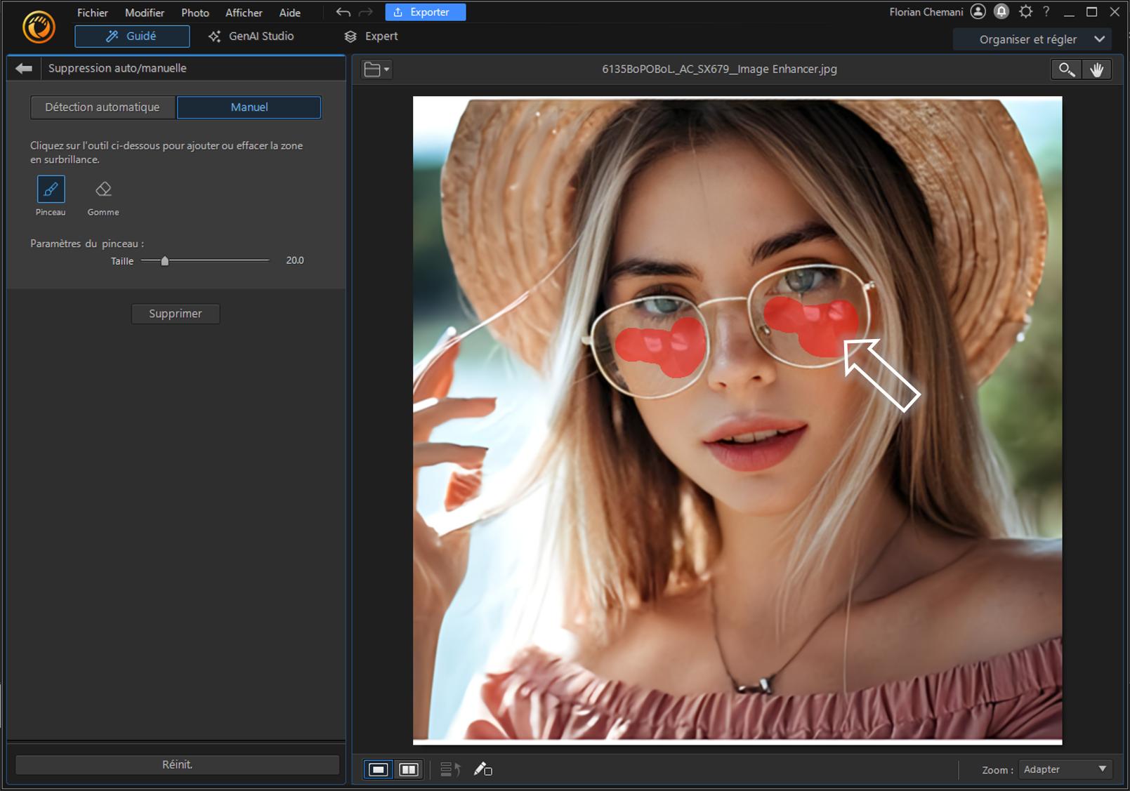Enlever un reflet sur photo avec un logiciel - Etape 3