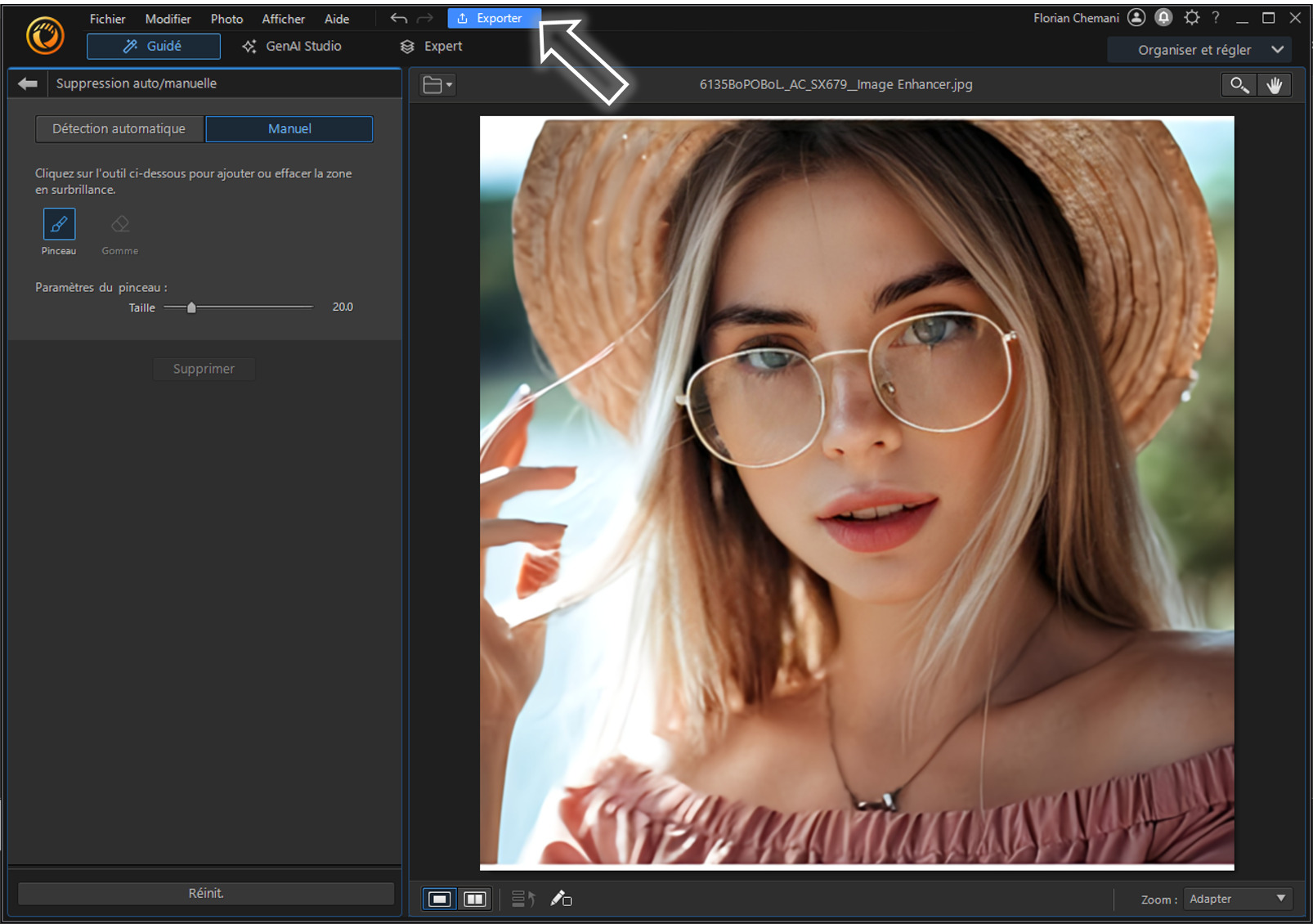 Enlever un reflet sur photo avec un logiciel - Etape 4