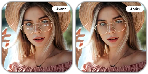 Comparatif avant et après suppression du reflet sur photo