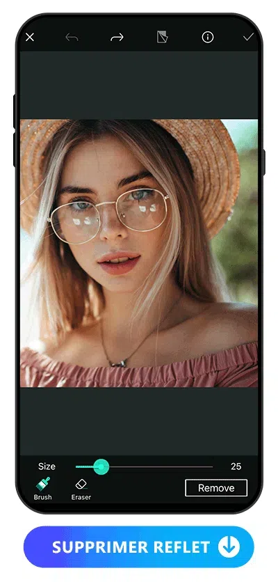 comment enlever le reflet des lunettes sur une photo avec photodirector?