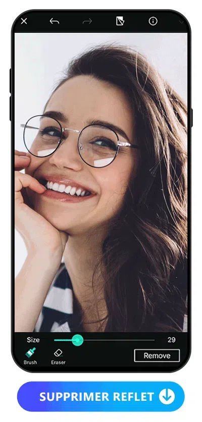 comment enlever le reflet des lunettes sur une photo avec photodirector?