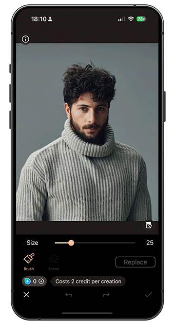 PhotoDirector app - Filtre chauve remplissage IA