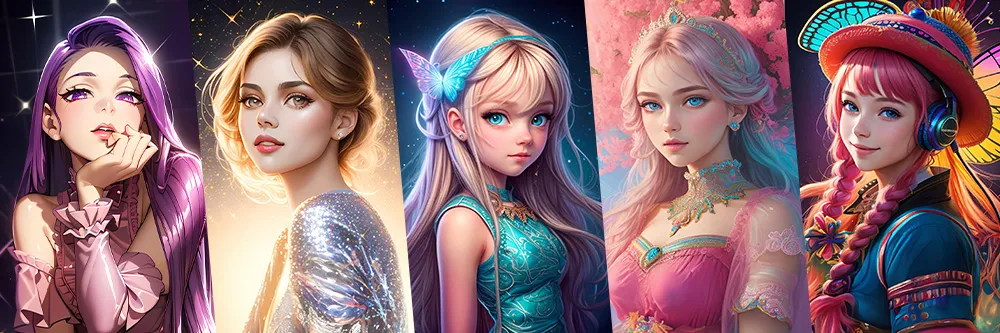 3 AI girl images generated by MyEdit with different AI tools