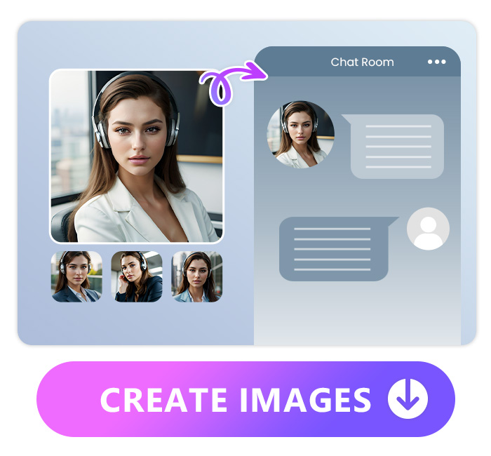 generated AI girl image and the image used at the chatting room of a company as CS