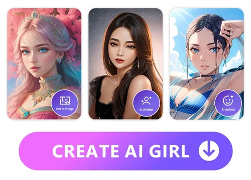 3 AI girls generated by MyEdit with Text to Image, AI Avatar and AI Anime feature