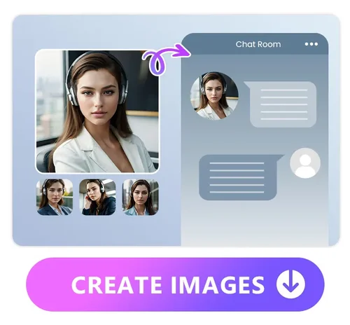 generated AI girl image and the image used at the chatting room of a company as CS