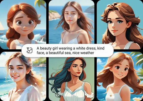 Text to Image UI of YouCam AI Pro to generate AI girls