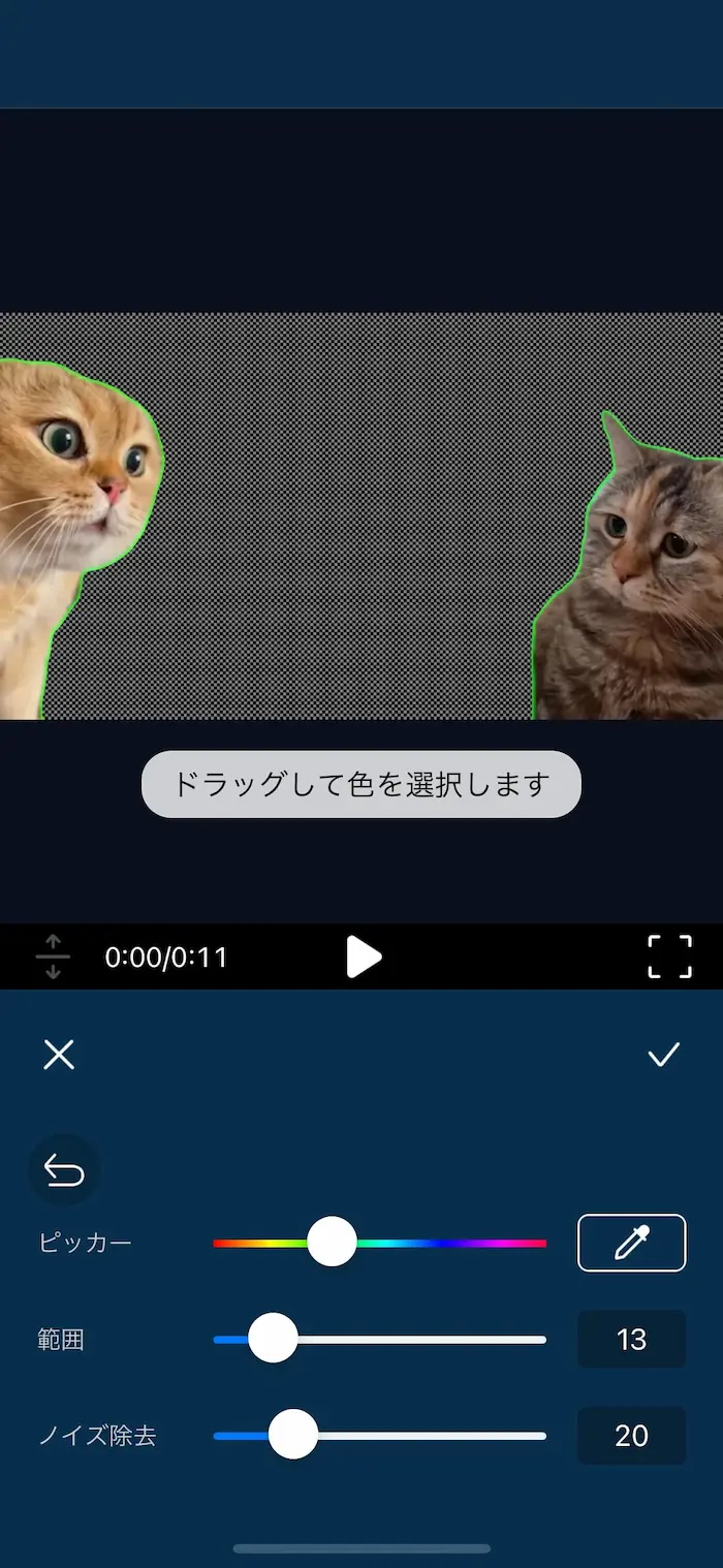 PDRM 一瞬で背景の緑色が除去