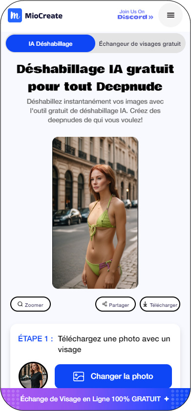 MioCreate - Enlever vetement photo et choisir le type de corps