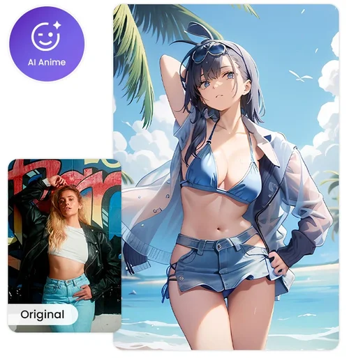 use AI Anime feature to generate sexy bikini AI art