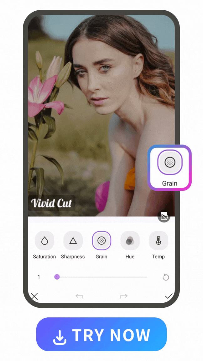 grain filter demo of Vivid Glam