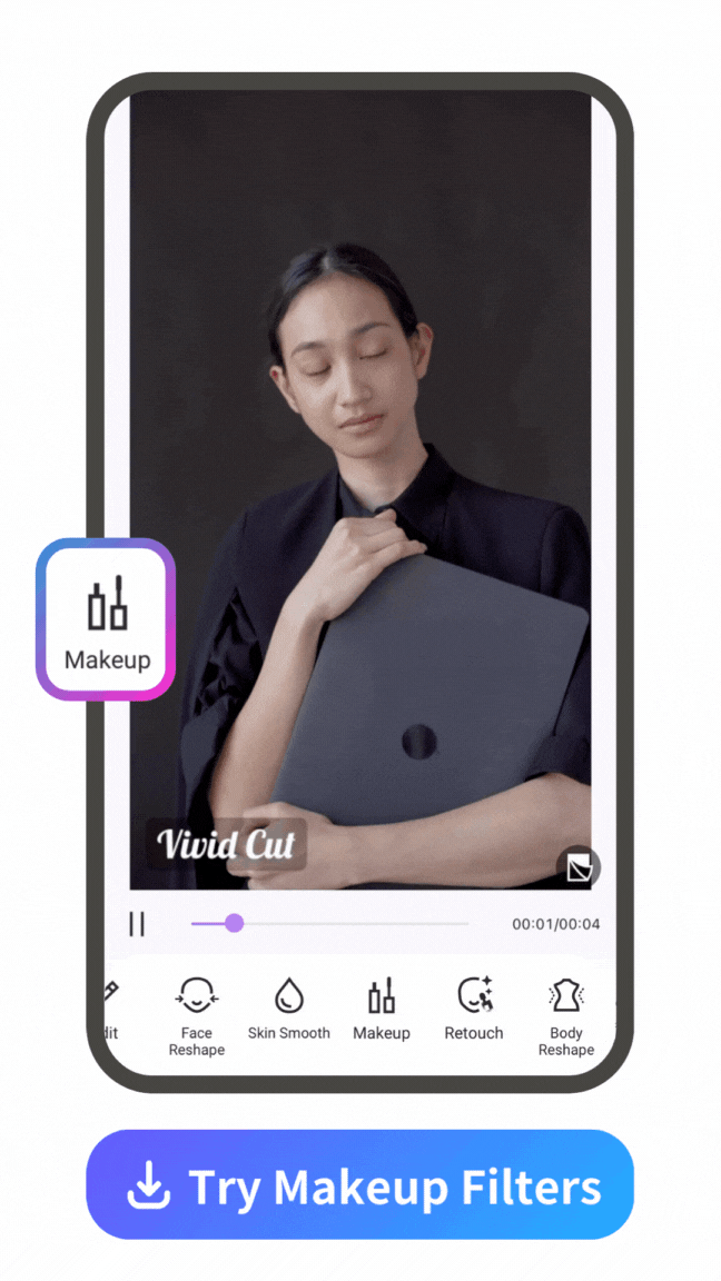 makeup filter demo of Vivid Glam