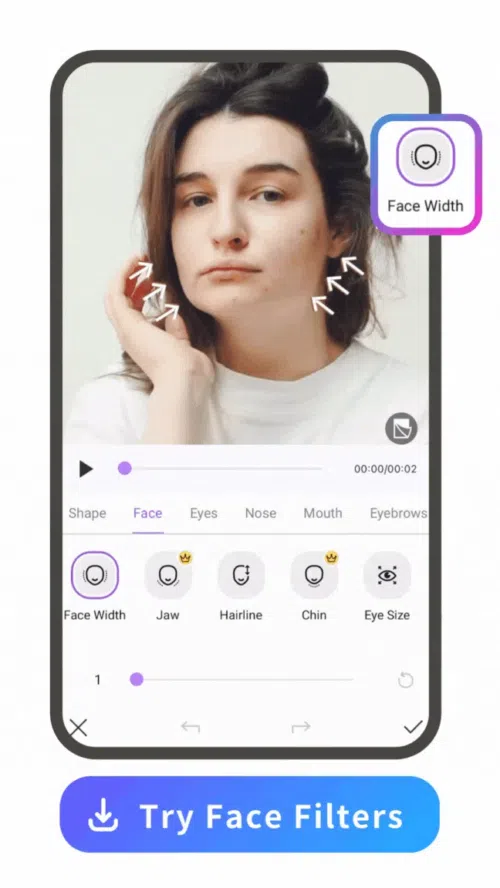 face edting filter demo of Vivid Glam