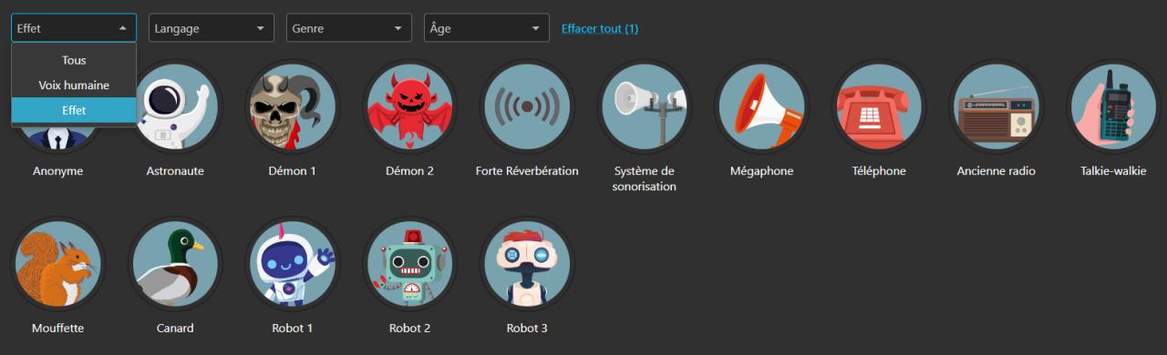 myedit profil voix robot