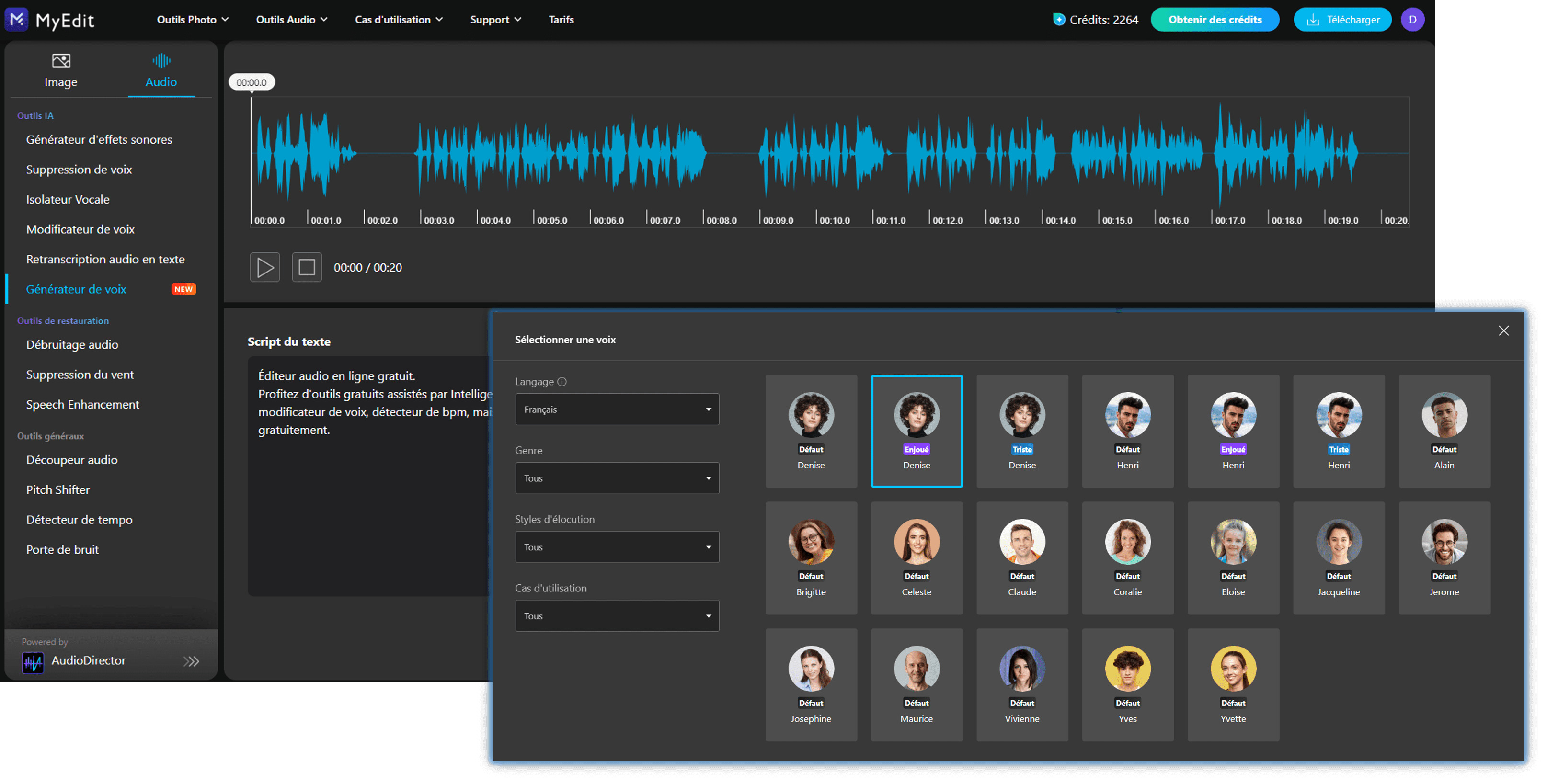 interface MyEdit pour modifer sa voix