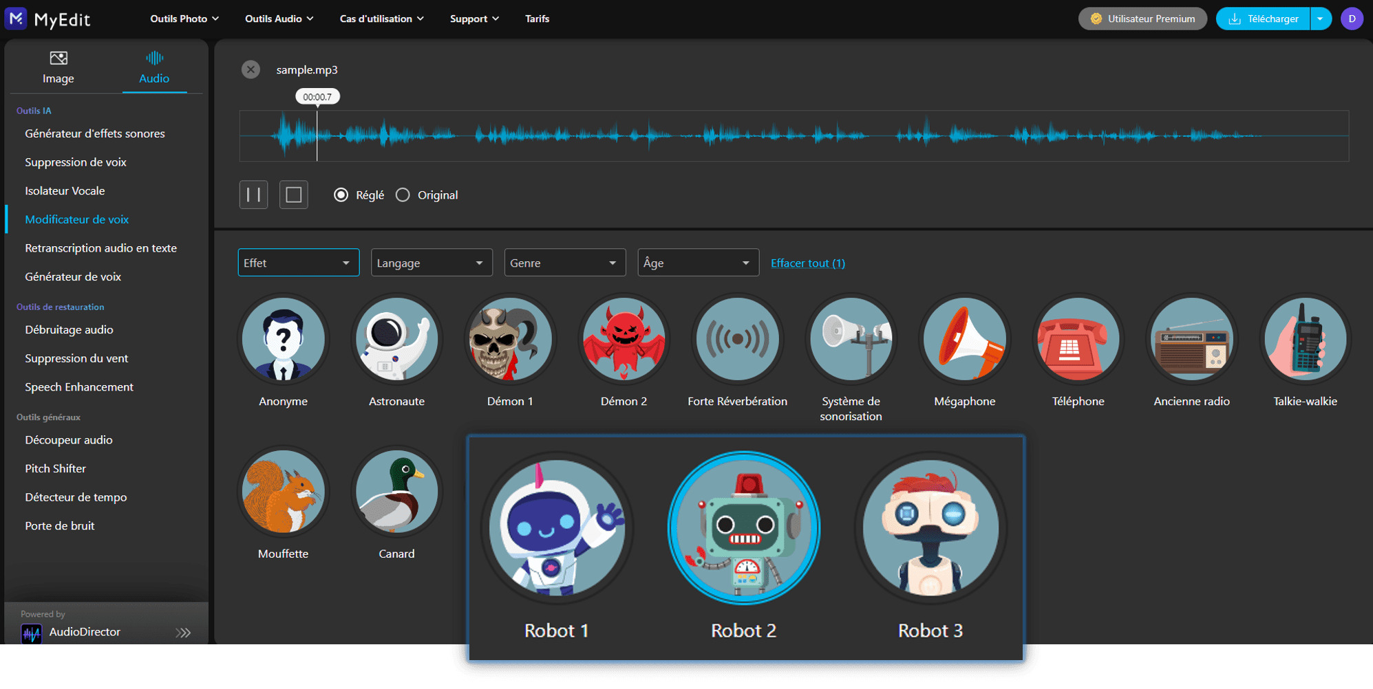 interface MyEdit pour modifer sa voix
