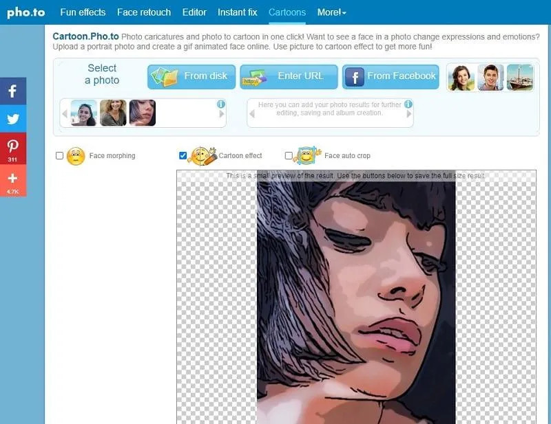 Cartoon.Pho.to interface