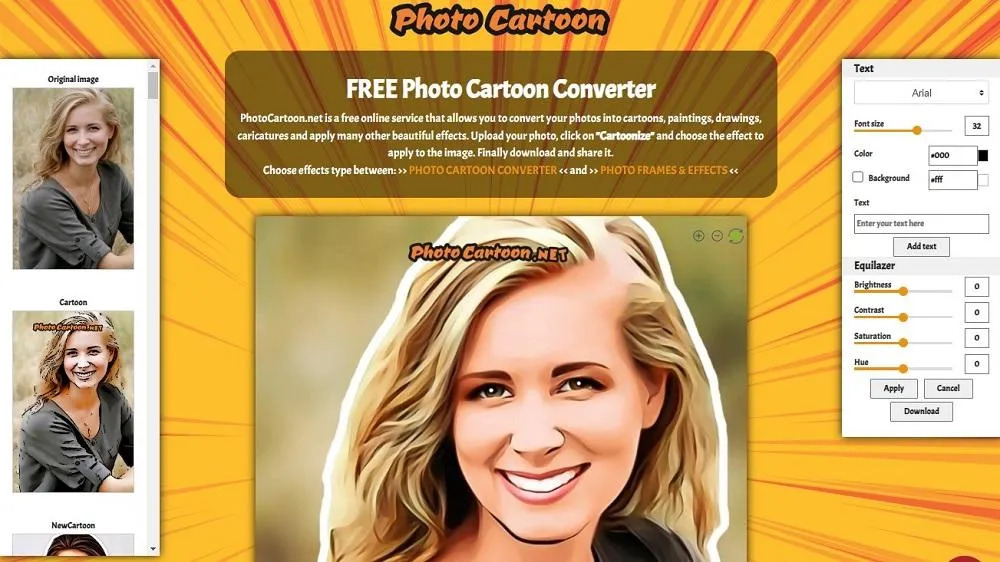 PhotoCartoon interface