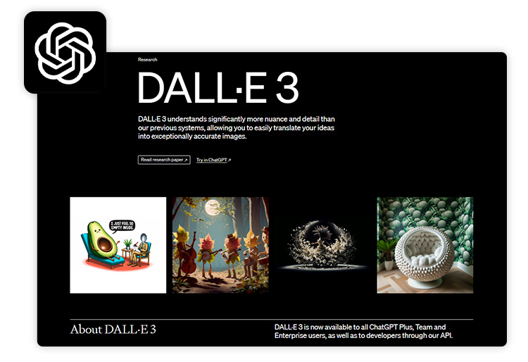 screenshot of DALL-E 3's text to image feature