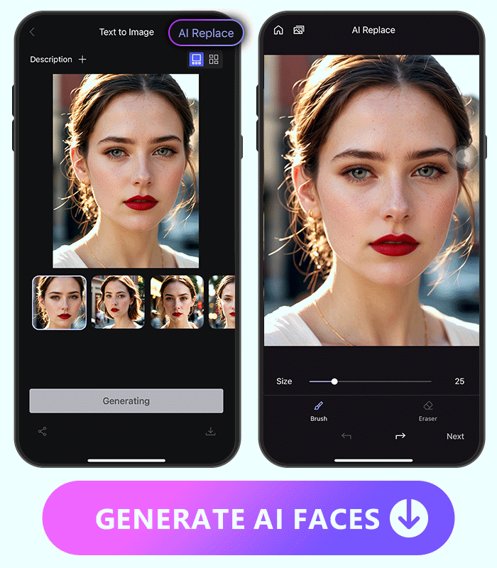 AI replace UI of Vivid AI with text prompt and the generated images