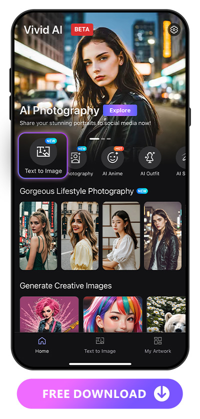 launcher of Vivid AI and highlight the Text to Image feature icon