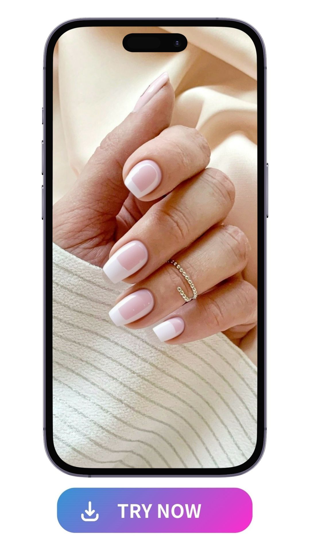 example of French tips nails designed with Vivid AI