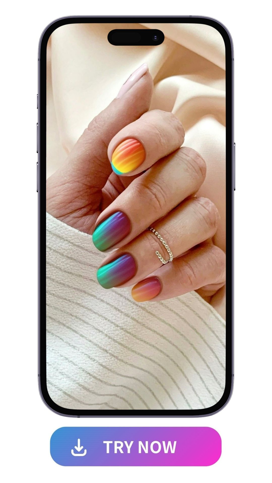 example of chrome nails designed with Vivid AI