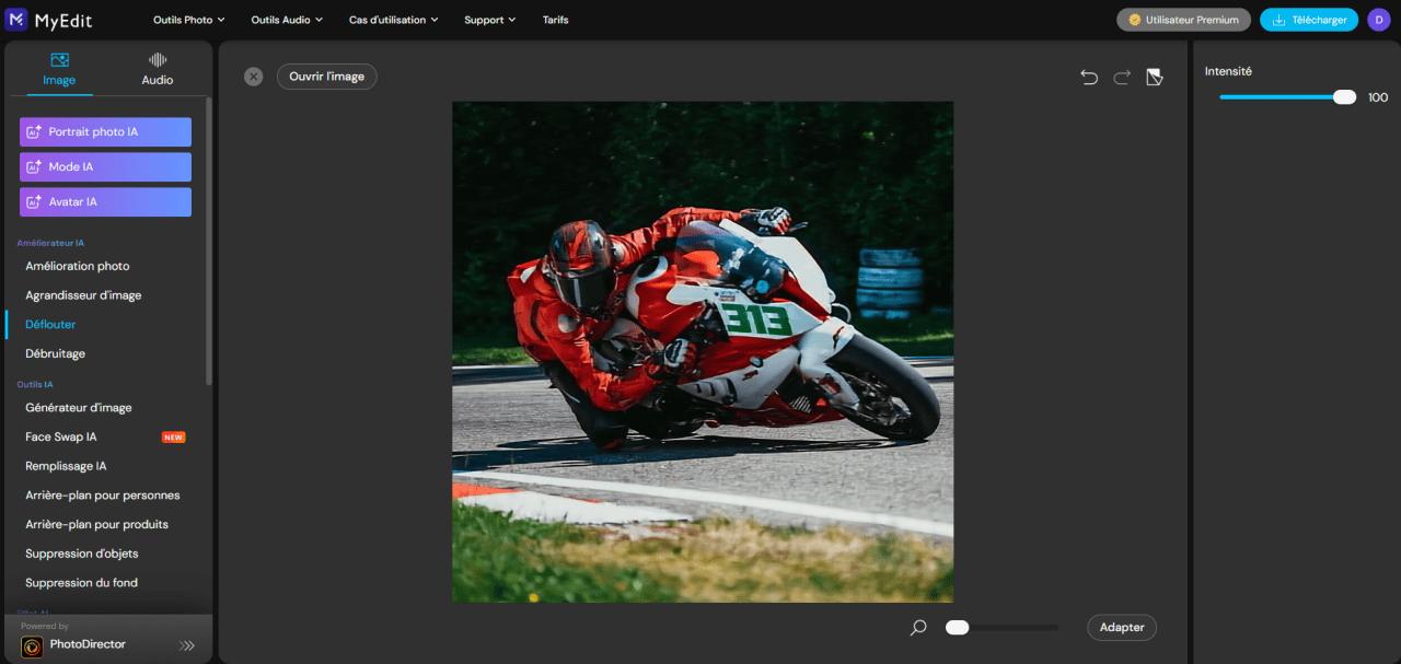 Déflouter une image en ligne - MyEdit Etape 3