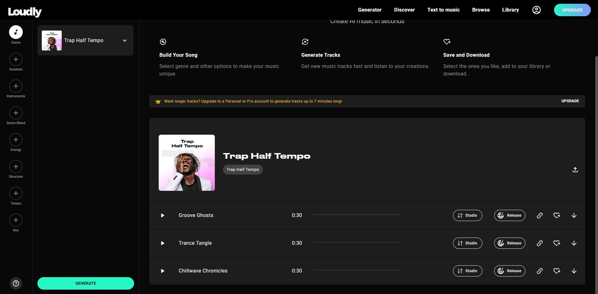 免費AI音樂生成器推薦 loudly