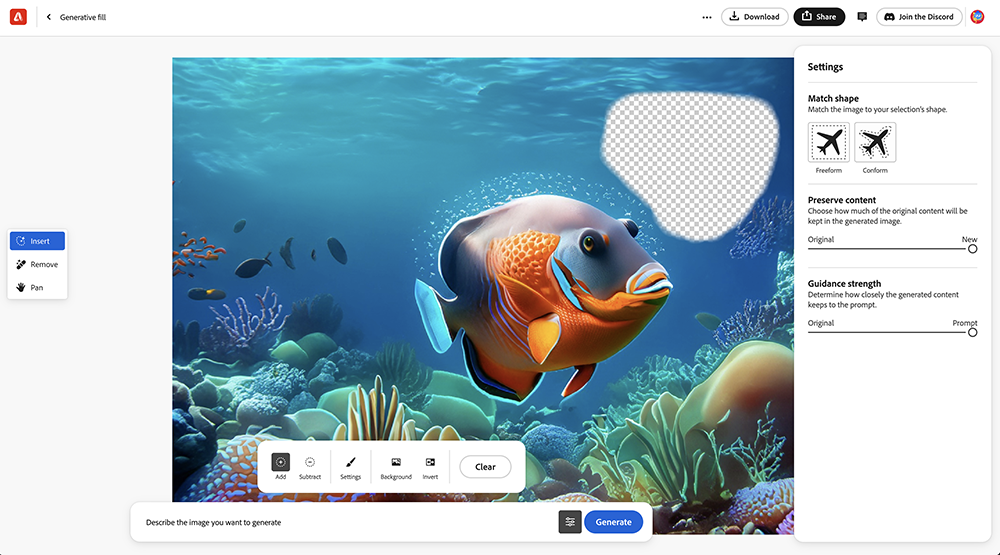 Adobe Firefly 인터페이스